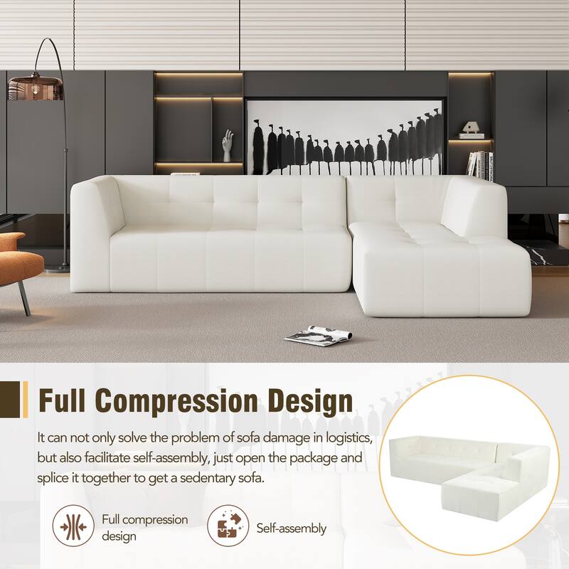 Modern Modular Combination Living Room Sofa Set with Compact Compression and Upholstered Sofa Bed for Studios or Apartments