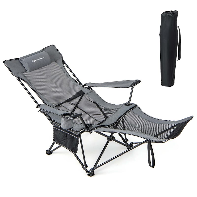 Goplus Folding Camping Chair with Detachable Footrest for Fishing, - See Details