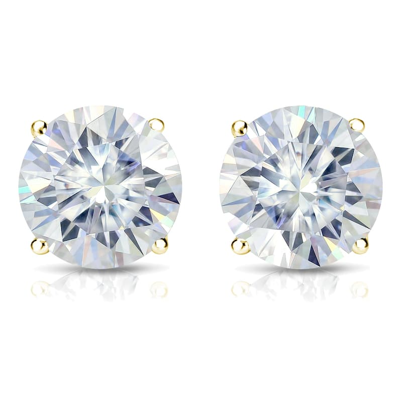 Auriya 1 1/2ctw Round Moissanite Stud Earrings 14k Gold 4-Prong Basket - 5.9 mm