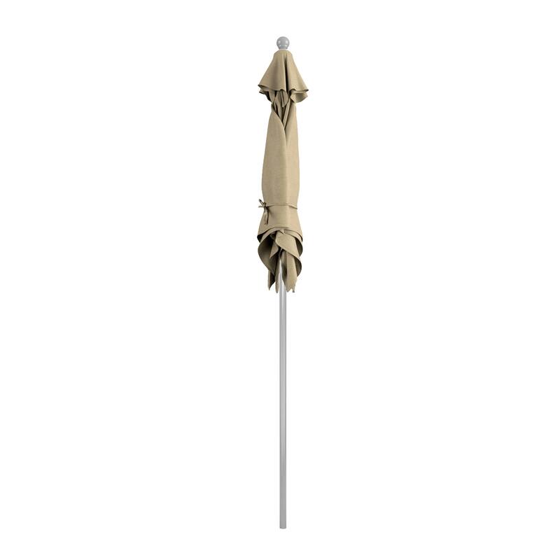 California Umbrella 6' Sq. Aluminum Frame, Fiberglass Rib Patio Umbrella, Push Open, Anodized Sliver Finish, Sunbrella Fabric