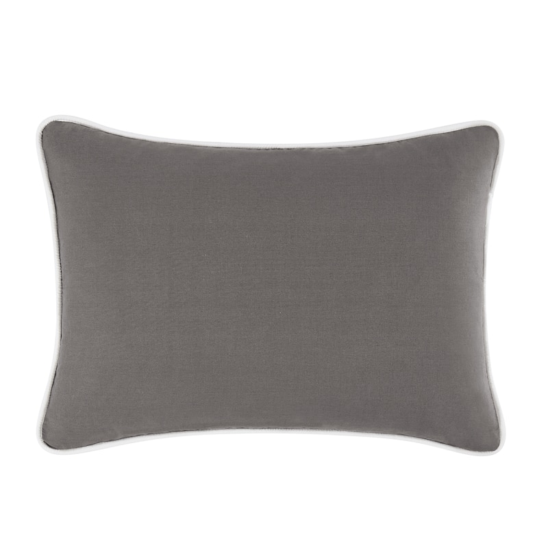 Brooklyn Loom Solid Contrast Piped Decorative Pillow - Grey/White - 14x20