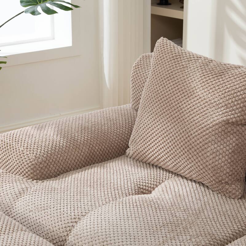 104"W Modern Upholstered Sectional Sofa with 3 Pillows and Ottoman