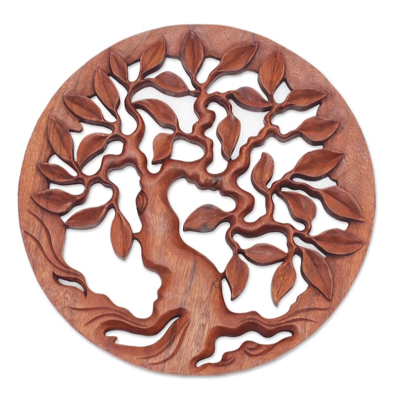 Novica Handmade Venerable Tree Wood Relief Panel