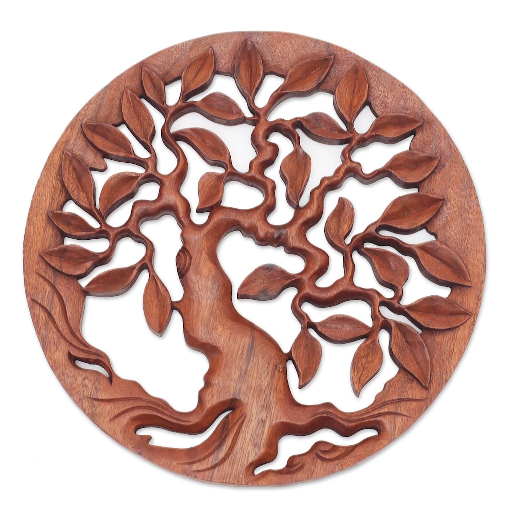 Novica Handmade Venerable Tree Wood Relief Panel