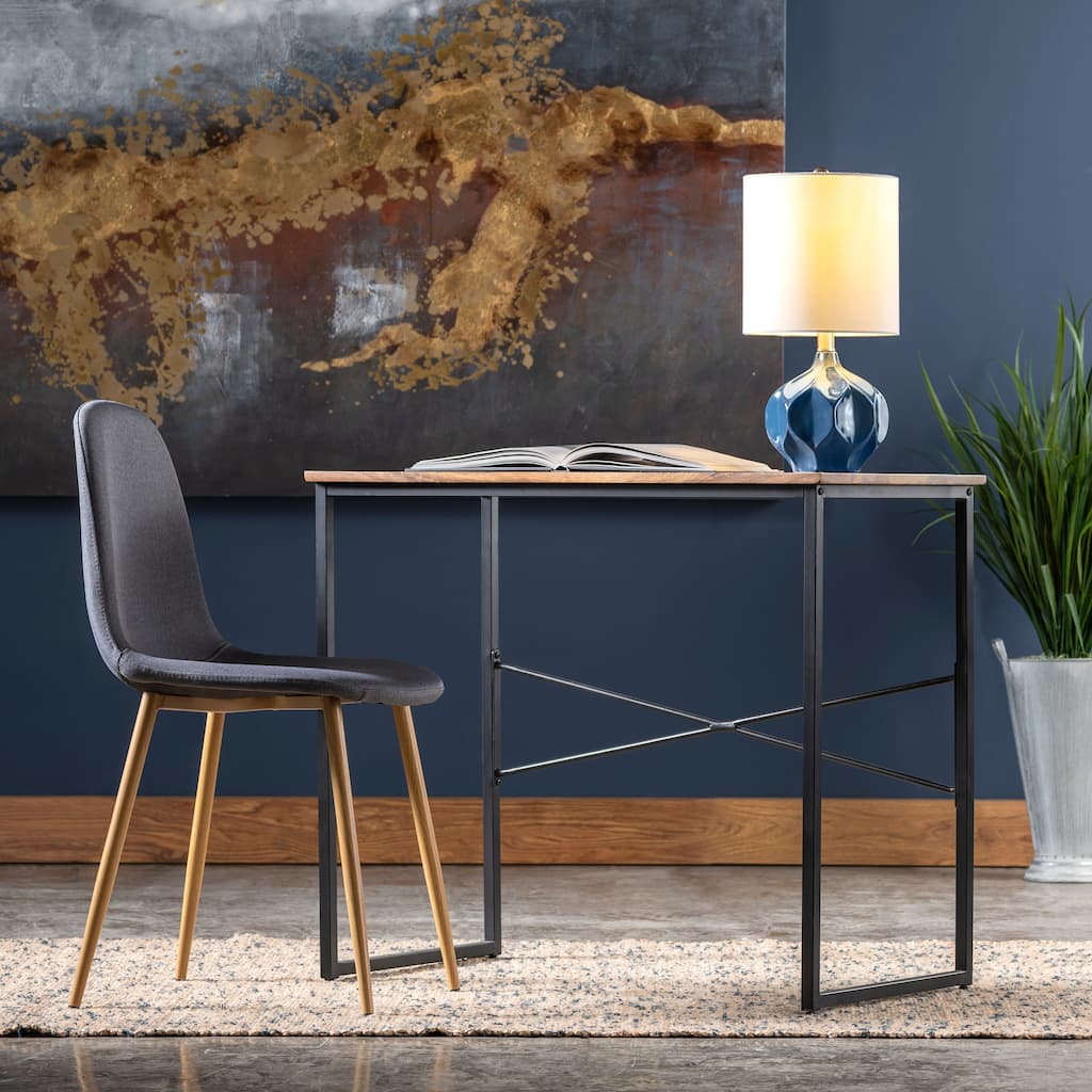 Erik 35" Wide Mango Wood and Black Iron Desk
