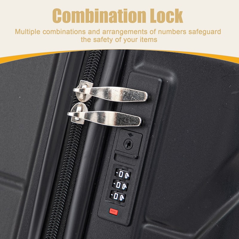 28 Inch Large Checked Luggage, Scratch Resistant Surface Four Multi-Directional Wheels, With Combination Lock and Side Hooks