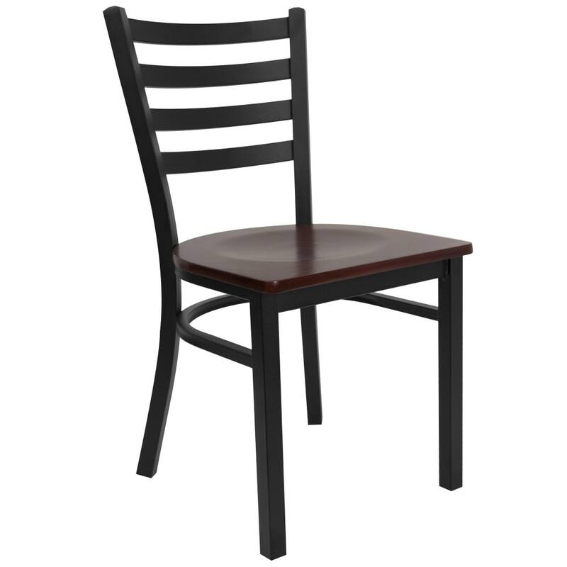 2 Pack Ladder Back Metal Restaurant Chair - 16.5"W x 17"D x 32.25"H - 16.5"W x 17"D x 32.25"H