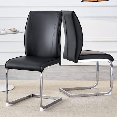 Set of 2 High Resilience Dining Chair with Arched Metal Silver Leg