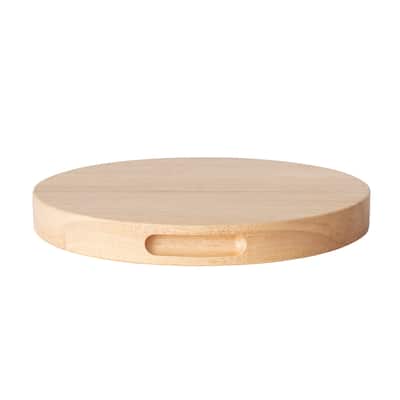 Rubberwood Cheese and Cutting Board with Handles - 14.8"L x 14.8"W x 1.6"H