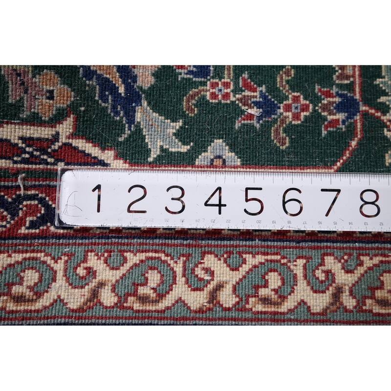 Vegetable Dye Floral Agra Large Indian Rug Hand-Knotted Wool Carpet - 11'6" x 17'9"