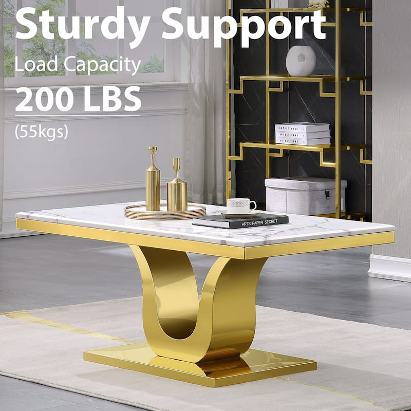 Modern Coffee Table 48 inch White Rectangle Living Room Tea Table for Living Room Guest Hall Reception Room