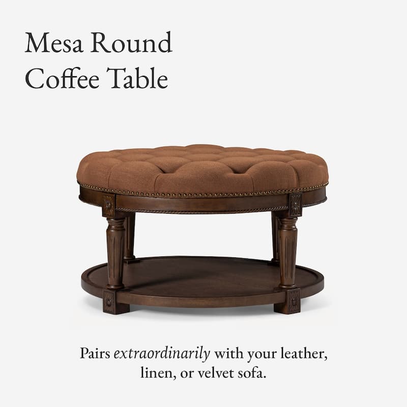 Maven Lane Mesa Round Upholstered Coffee Table