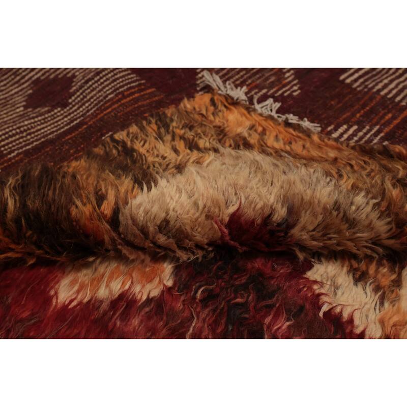Hand Knotted Oriental 100% Wool Carpet Modern Tribal Red Moroccan Area Rug - 9' 10'' X 8' 2''