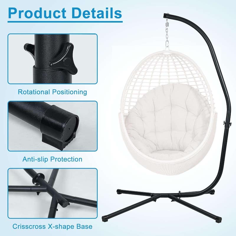 Aoodor Hammock Steel Stand Only C-Stand for Hanging Hammock Chairs - 300 Pound Capacity - N/A