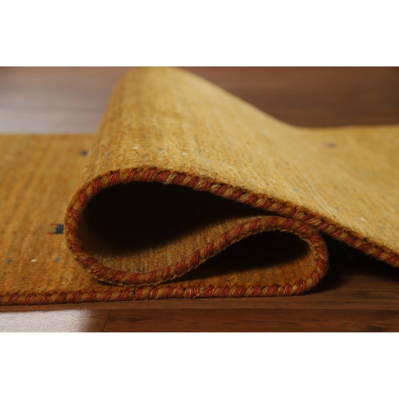 Little Animals Yellow Gabbeh Indian Rug Handmade Wool Carpet - 2'10" x 4'10"