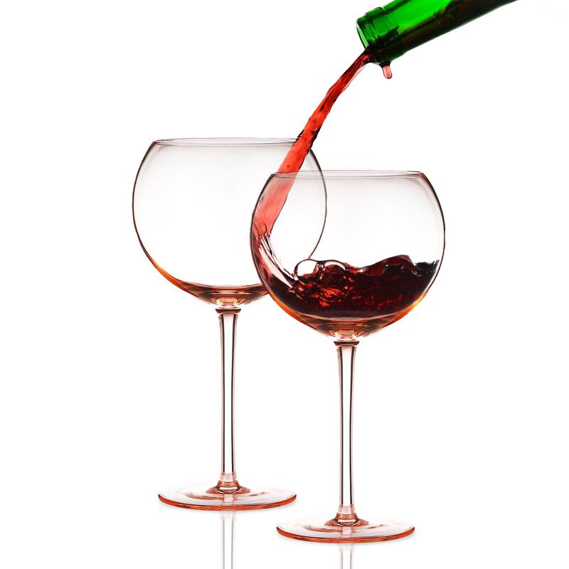 Berkware Set of 2 Sparkling Colored Glasses - Rose Pink