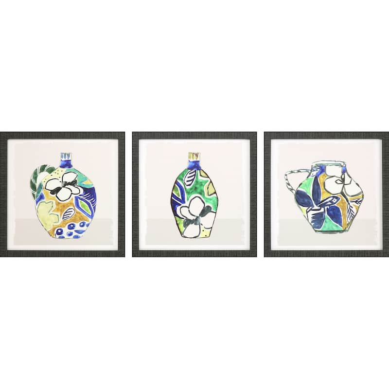 Set Of Three Picasso Vase Black Framed Print Wall Art