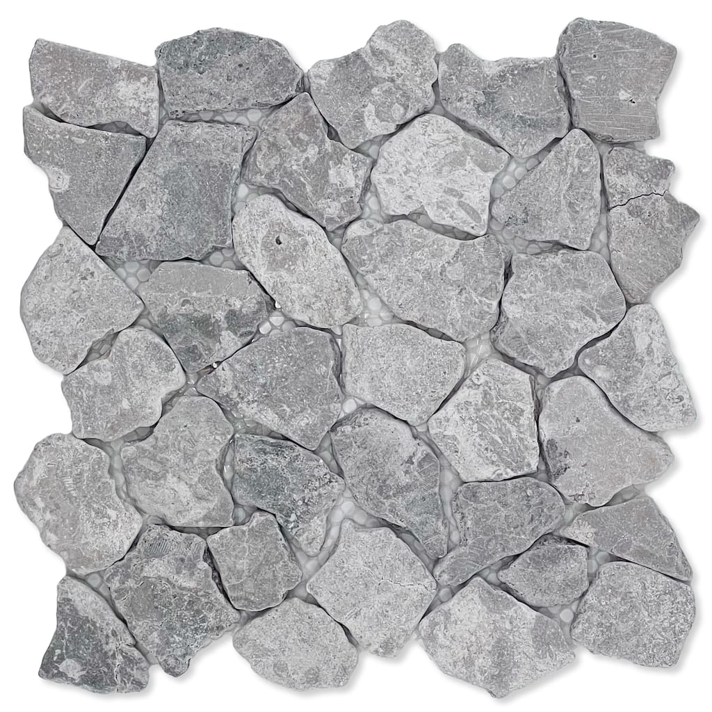 Fit Mosaic 11 in. x 11 in. Marble Mesh-Mounted Mosaic Wall and Floor Tile