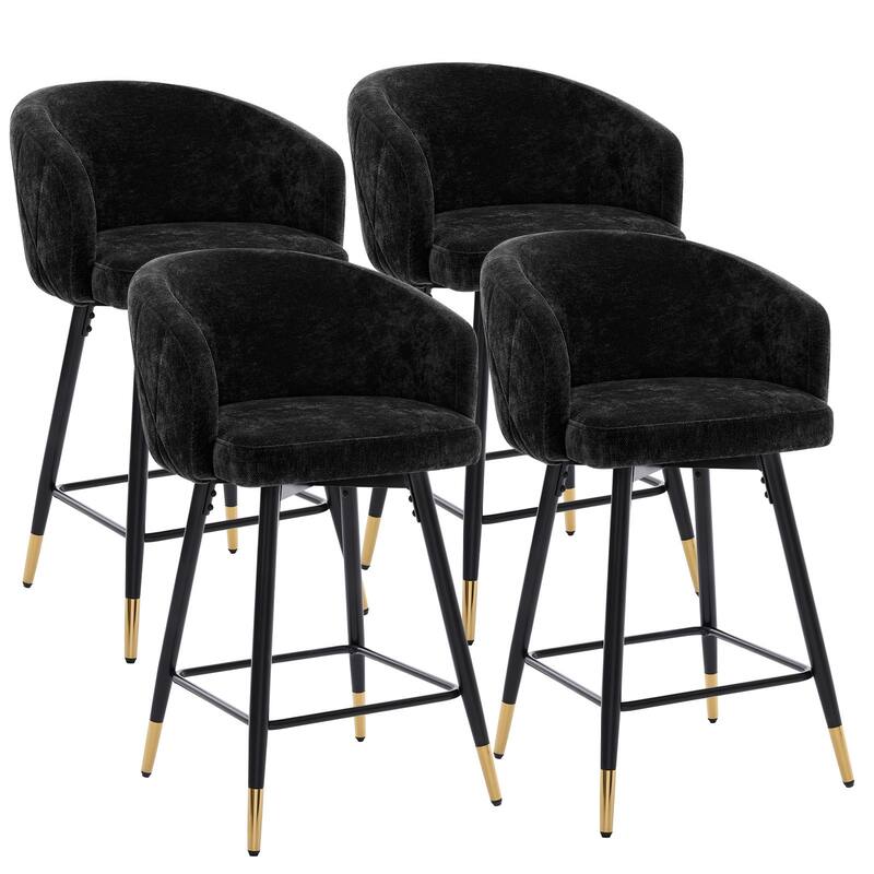 26" Counter Height Swivel Barstool with Arms and Metal Legs - 37"H x 22"W x 22"D