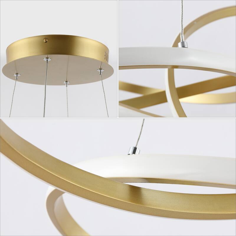 Circulo 25" Abstract Integrated LED Metal Adjustable Pendant, Black by JONATHAN Y