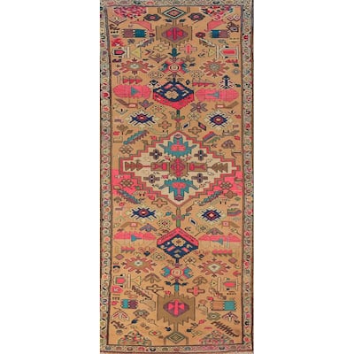 Geometric Ardebil Persian Runner Rug Handmade Wool Carpet - 3'6"x 9'7"