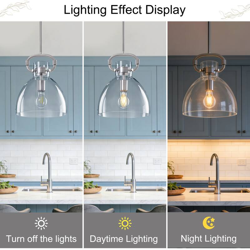 Starsky 1-Light Industrial Pendant With Glass Shade