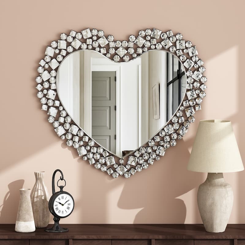 Crystal Accent Heart Wall Mirror