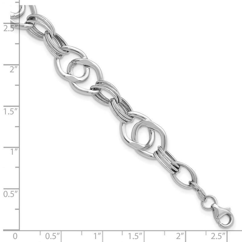 Curata 14k White Polished Fancy Link Bracelet 7.75 Inch