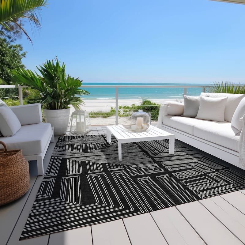 Machine Washable Indoor/ Outdoor Contemporary Stack Chantille Rug