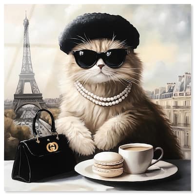 Cat in Paris Treats Acrylic by Art Remedy, Ready to Hang