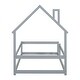 preview thumbnail 4 of 64, Twin Size Wood House-Shaped Headboard Floor Bed with Fences