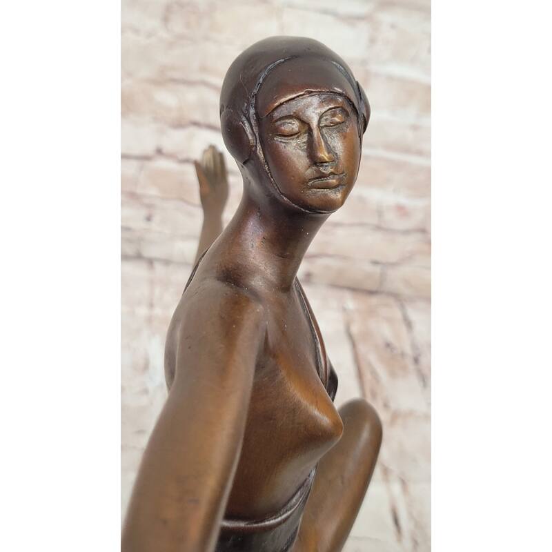 Bronze Art Deco Dancer Sculpture – Numbered Signed Elegant Ballerina Statue