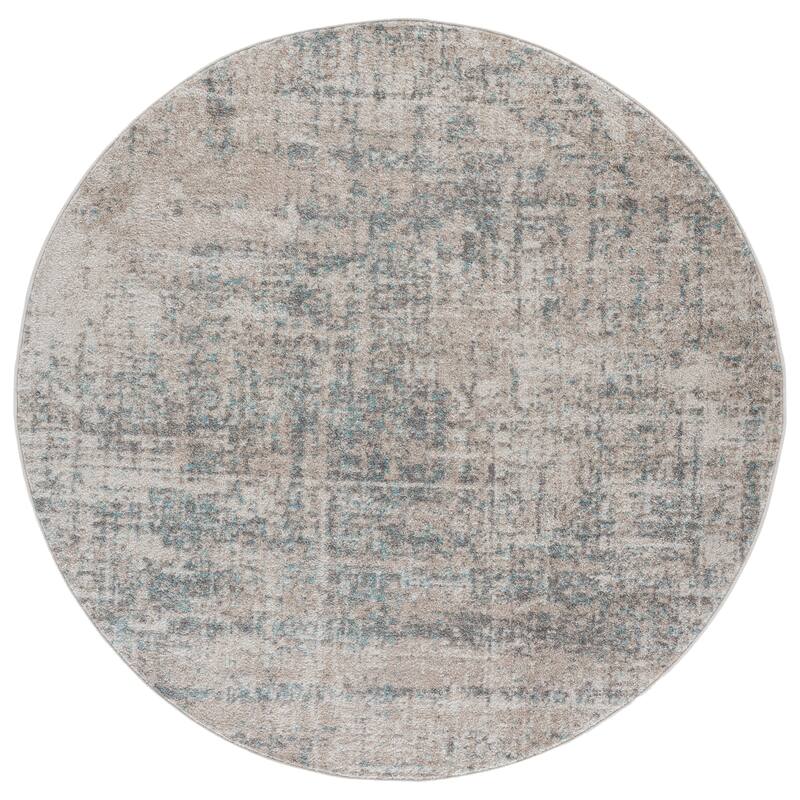 SAFAVIEH Adirondack Guillerma Modern Abstract Distressed Rug - 6' Round - Beige/Slate