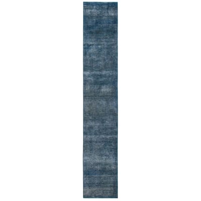 ECARPETGALLERY Hand-knotted Color Transition Blue Wool Rug - 1'11 x 12'1