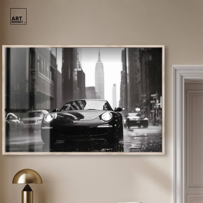 Driving in the Rain NYC Shadowbox by Art Remedy