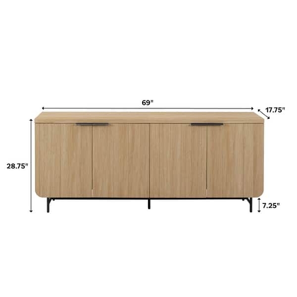 Middlebrook Minimal Fluted FourDoor Buffet Sideboard Bed Bath