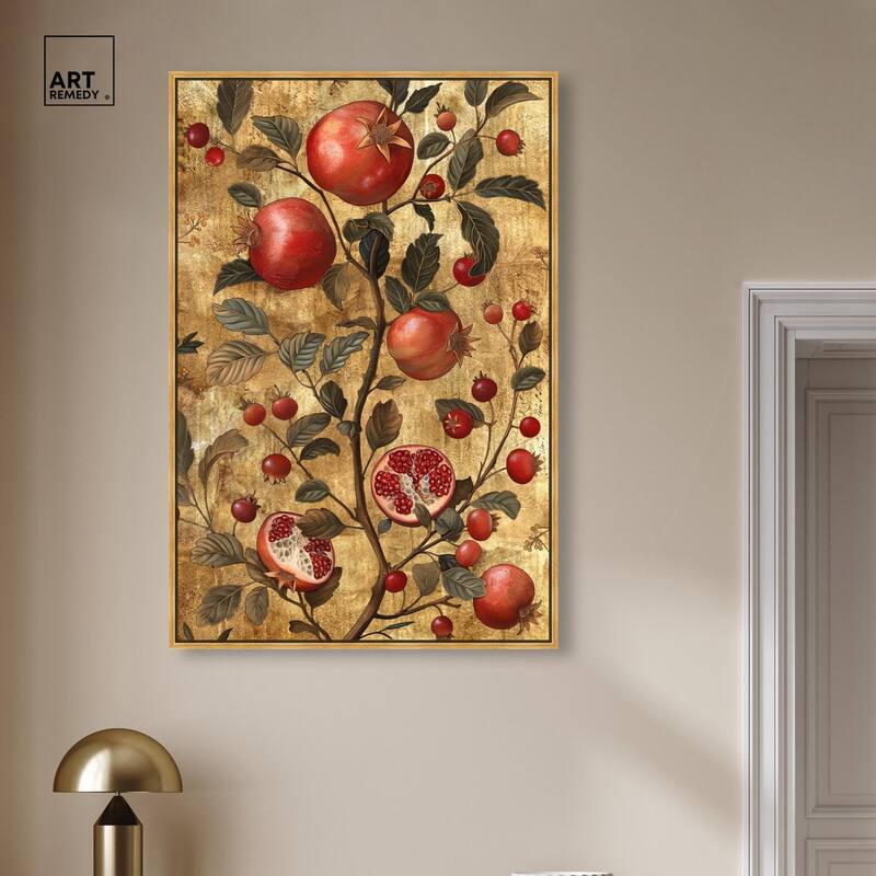 Golden Pomegranate Canvas by Art Remedy