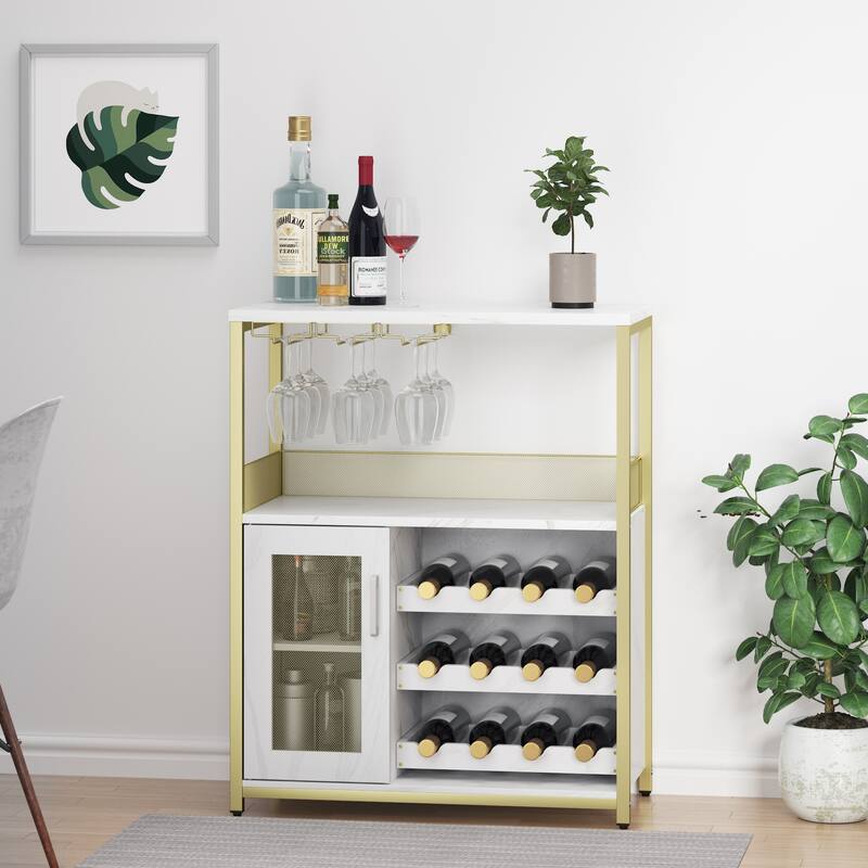Wine Bar Cabinet with Storage,Small Liquor Cabinet,Bar Cabinet with Glass Holder