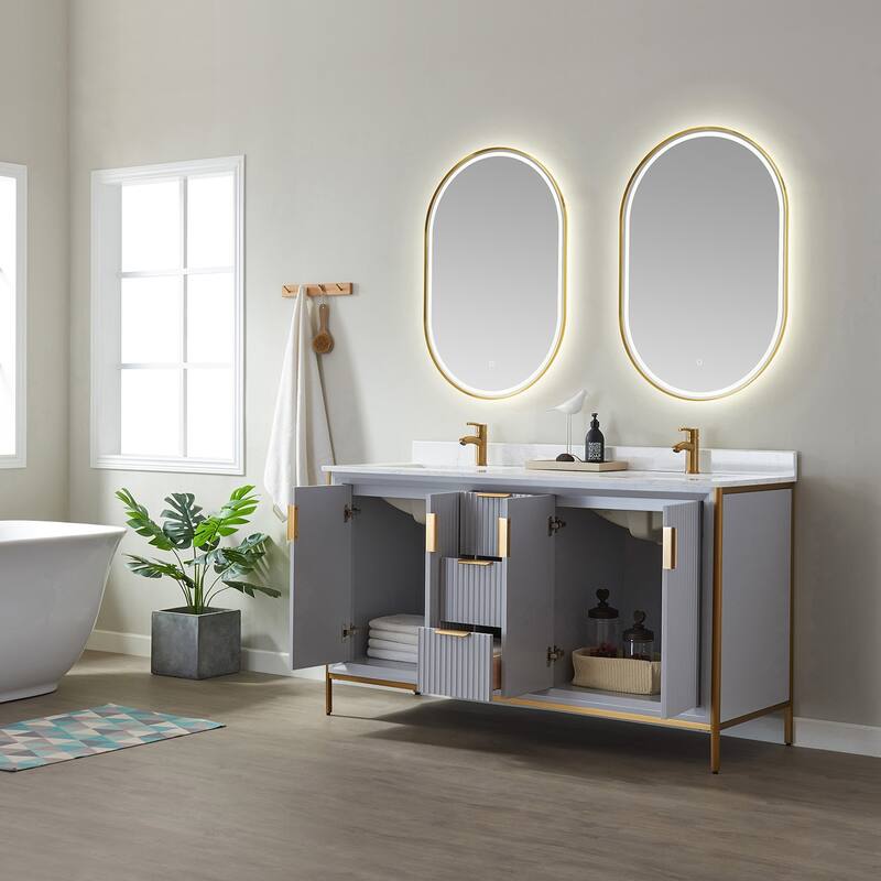 Miseno MV736060 Granada 60" Free Standing Double Basin Vanity Set with