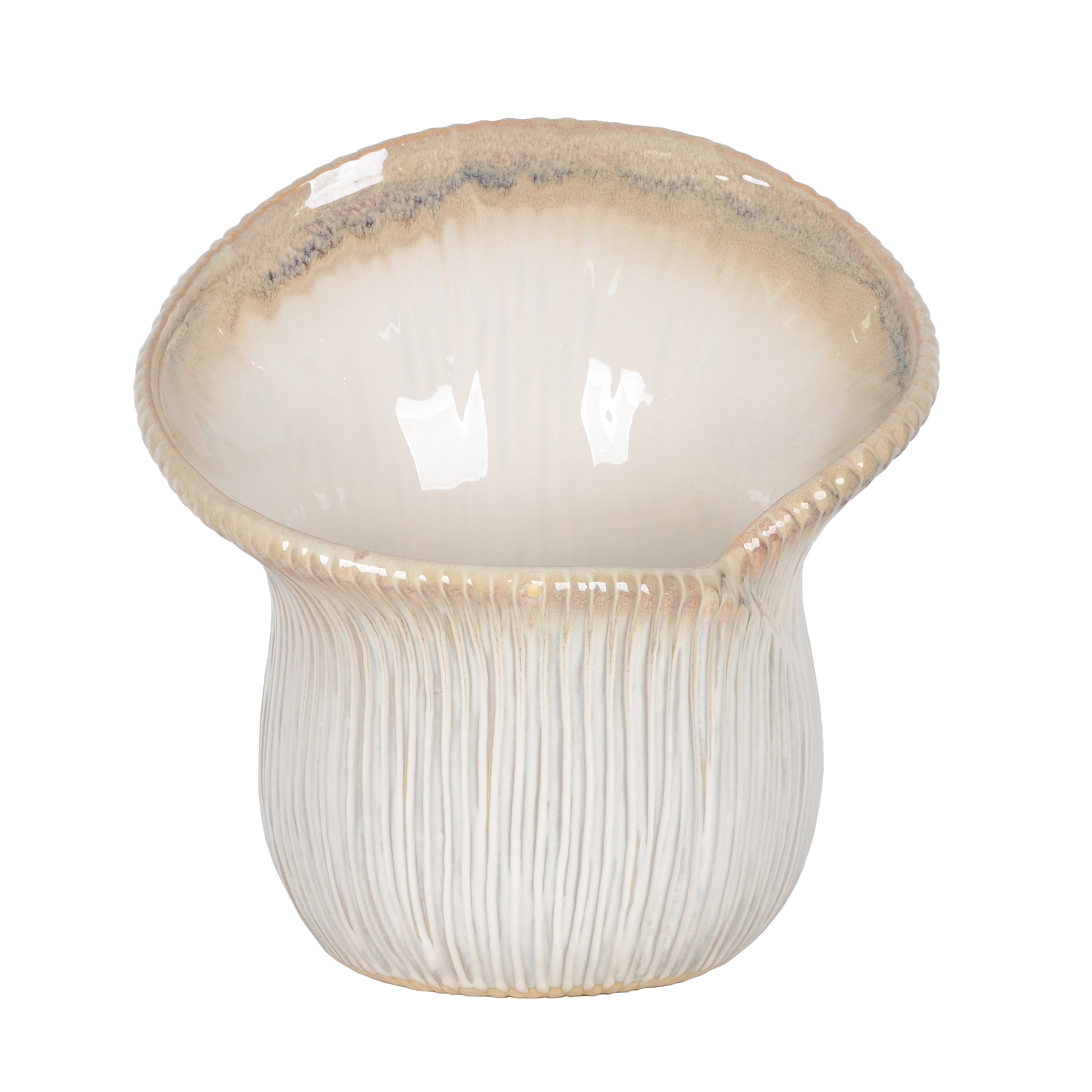 Modern Sculptural Ceramic Fluted Flared Vase
