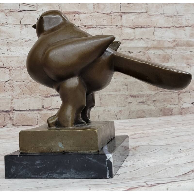 Bird By Fernando Botero Bronze Pigeon Dove Statue Sculpture Marble Base 10 Inches X 8 Inches