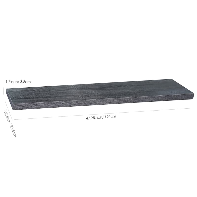 Lothar Set of 3 Modern and Contemporary Black Oak Floating Shelf - 9.25'' x 47.2'' x 1.5''