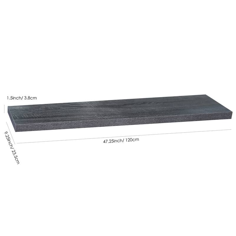 Valerio Set of 2 Modern and Contemporary Black Oak Floating Shelves - 9.25'' x 47.2'' x 1.5''