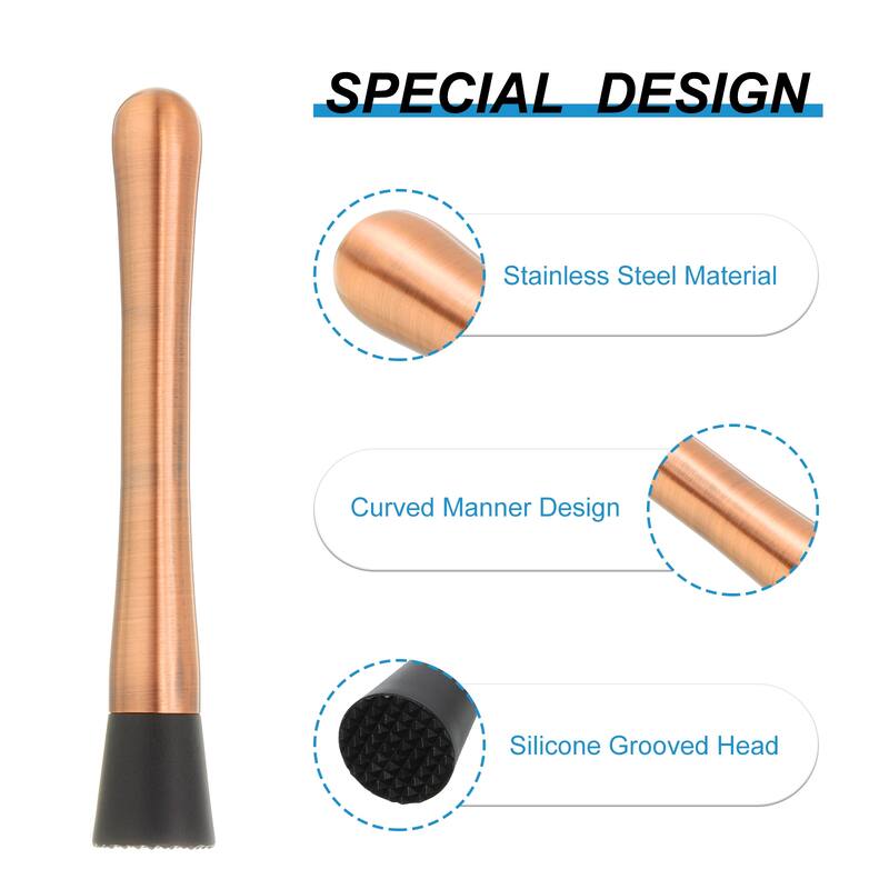 8inch Stainless Steel Cocktail Muddler Drink Muddler Bar Tool Rose Gold - Rose Gold