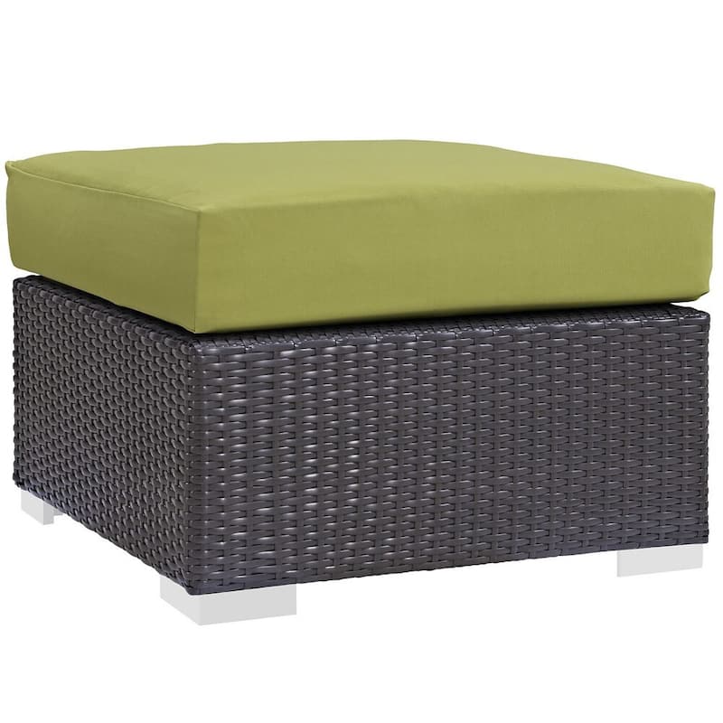 Sadie Upholstered Outdoor Patio Ottoman by Havenside Home - Green