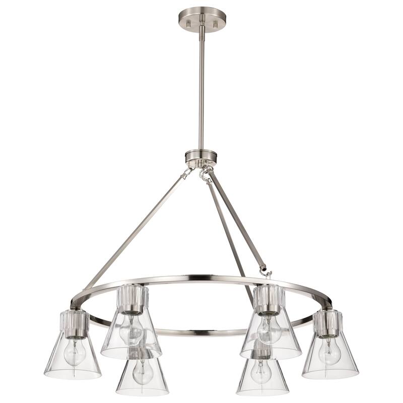 Gianna 6 Light Chandelier Brushed Nickel Finish Clear Glass - Brushed Nickel