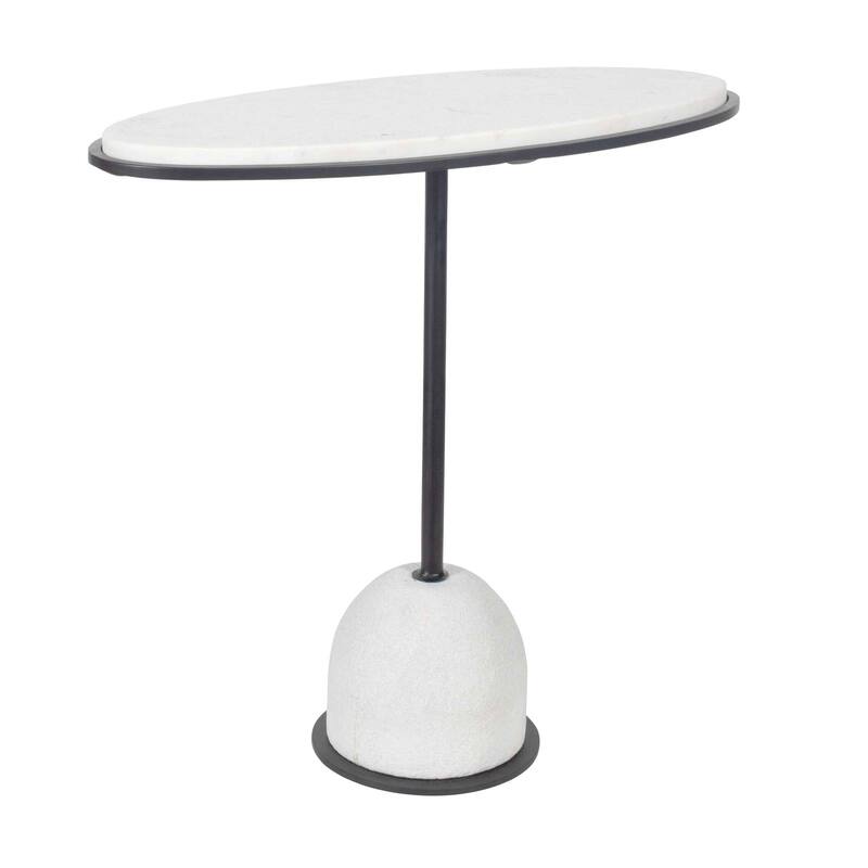 Uttermost Morro White Marble Side Table - 24.25"W x 10.5"D x 23.25"H