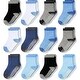 preview thumbnail 1 of 4, CozyWay Non-Slip Crew Grip Socks Black/White/Blue - 12 pair