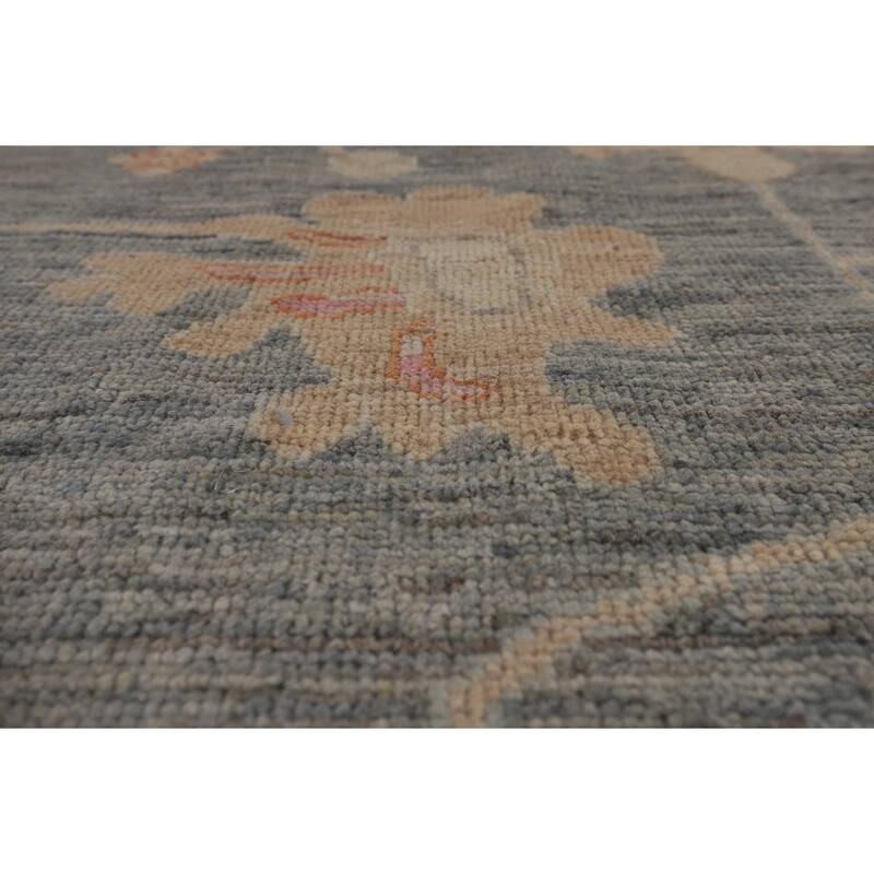 Vegetable Dye Oushak Turkish Rug Hand-Knotted Transitional Wool Carpet - 9'0"x 11'8"