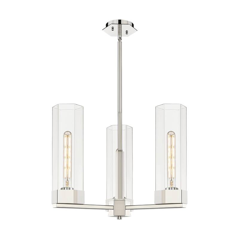 Innovations Lighting Claverack - 3 Light 14" Stem Hung Pendant - Clear/Polished Nickel